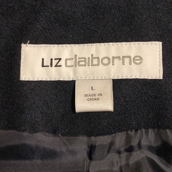 ☃️Liz Claiborne Womens Duffle Hooded Toggle Coat Wool Blend - Navy Blue (Large) - Picture 7 of 14